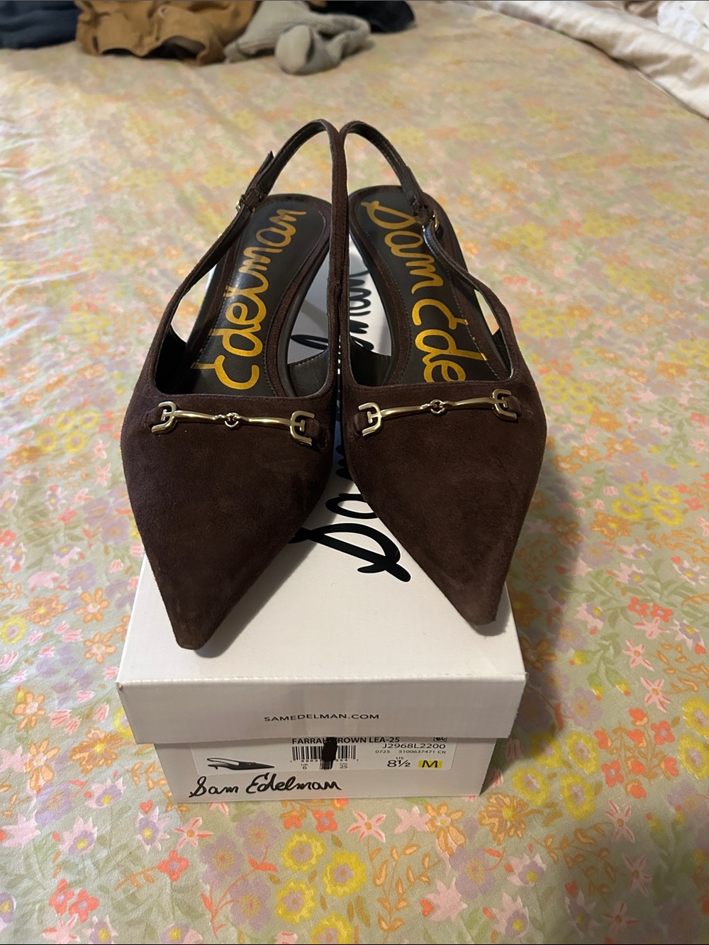 Sam Edelman Brown Suede Pointed Toe Slingback Loafers